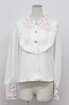 画像1: Princess Melody / リボン襟パールボタンブラウス  白ＸピンクＸシルバー T-26-04-20-005-EL-BL-SA-ZT (1)