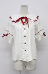 画像1: DearMyLove / リボンいっぱいレースロリータブラウス  白Ｘ赤 T-26-04-20-006-EL-BL-SA-ZT (1)