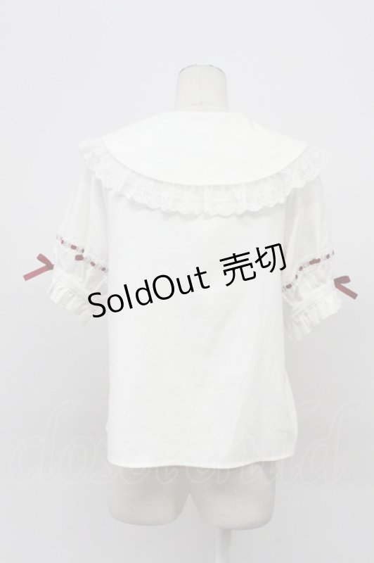 画像2: DearMyLove / リボンいっぱいレースロリータブラウス  白Ｘ赤 T-26-04-20-006-EL-BL-SA-ZT (2)