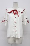 画像4: DearMyLove / リボンいっぱいレースロリータブラウス  白Ｘ赤 T-26-04-20-006-EL-BL-SA-ZT (4)