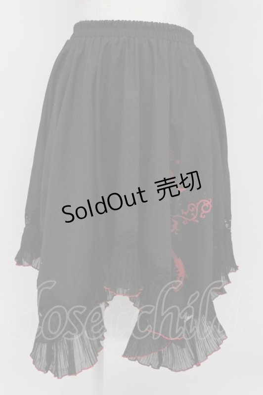 画像1: PUTUMAYO / Girlプリント変形スカート  黒Ｘ赤 T-26-04-20-002-PT-SK-SA-ZT (1)