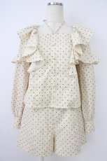 画像1: evelyn / ドットトップス&ショートパンツセットアップ  ベージュＸ黒 T-26-04-28-023-LO-OP-SA-ZT (1)