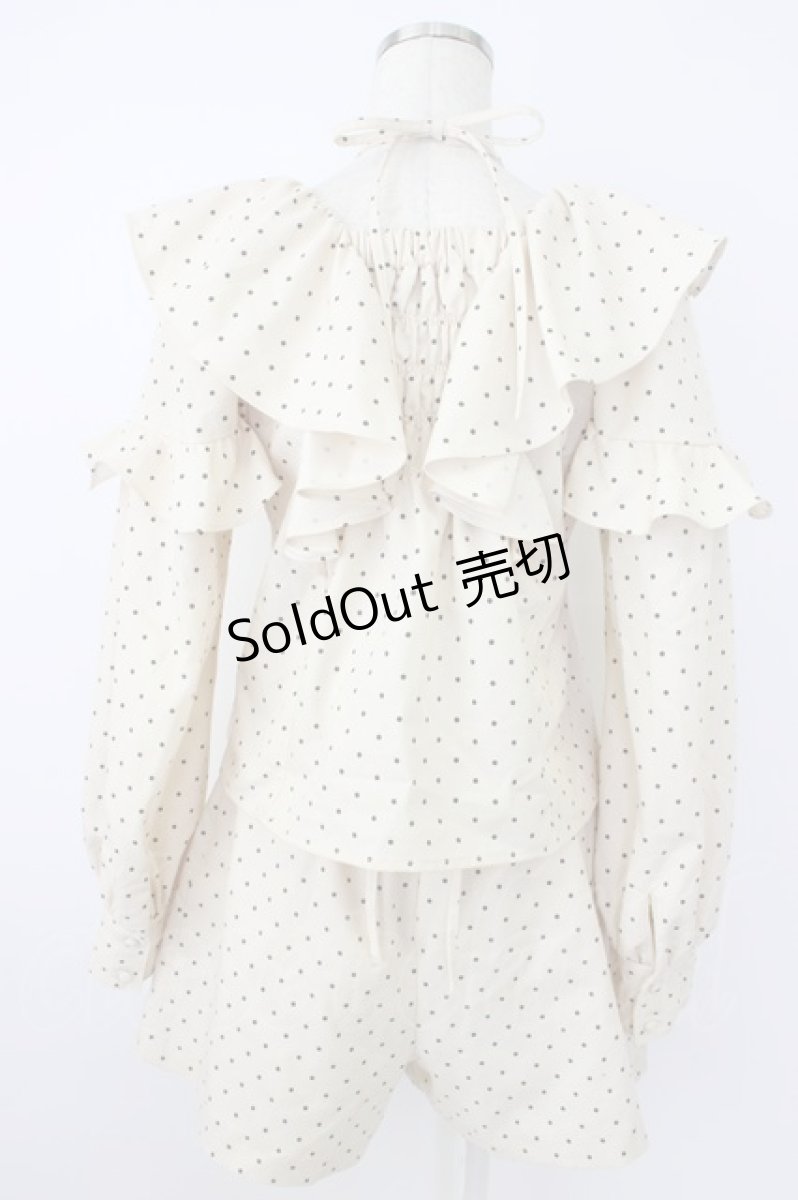 画像2: evelyn / ドットトップス&ショートパンツセットアップ  ベージュＸ黒 T-26-04-28-023-LO-OP-SA-ZT670 (2)