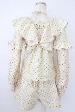 画像2: evelyn / ドットトップス&ショートパンツセットアップ  ベージュＸ黒 T-26-04-28-023-LO-OP-SA-ZT (2)