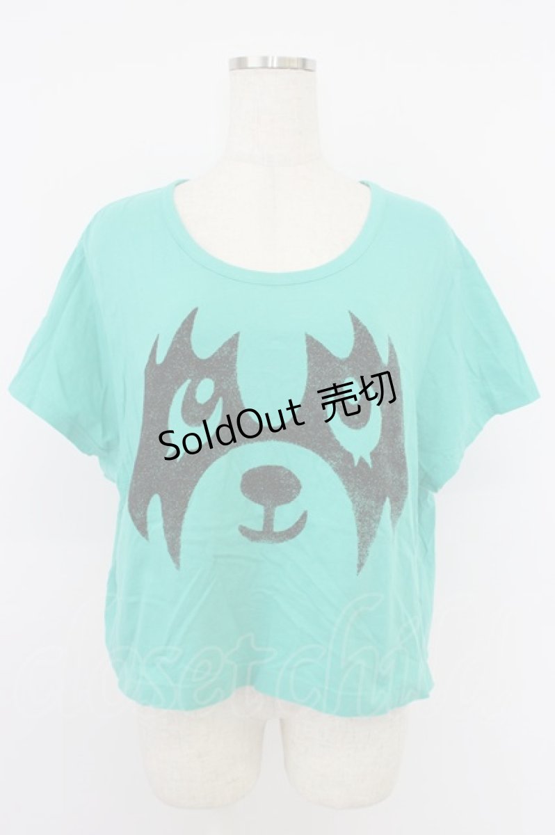 画像1: Candy Stripper / フェイスptショートTシャツ  グリーン T-26-04-28-007-PU-TO-OW-ZT669 (1)