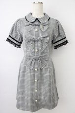 画像1: LIZ LISA / グレンチェック3つリボンワンピース  黒チェック T-26-04-28-017-LO-OP-SA-ZT (1)