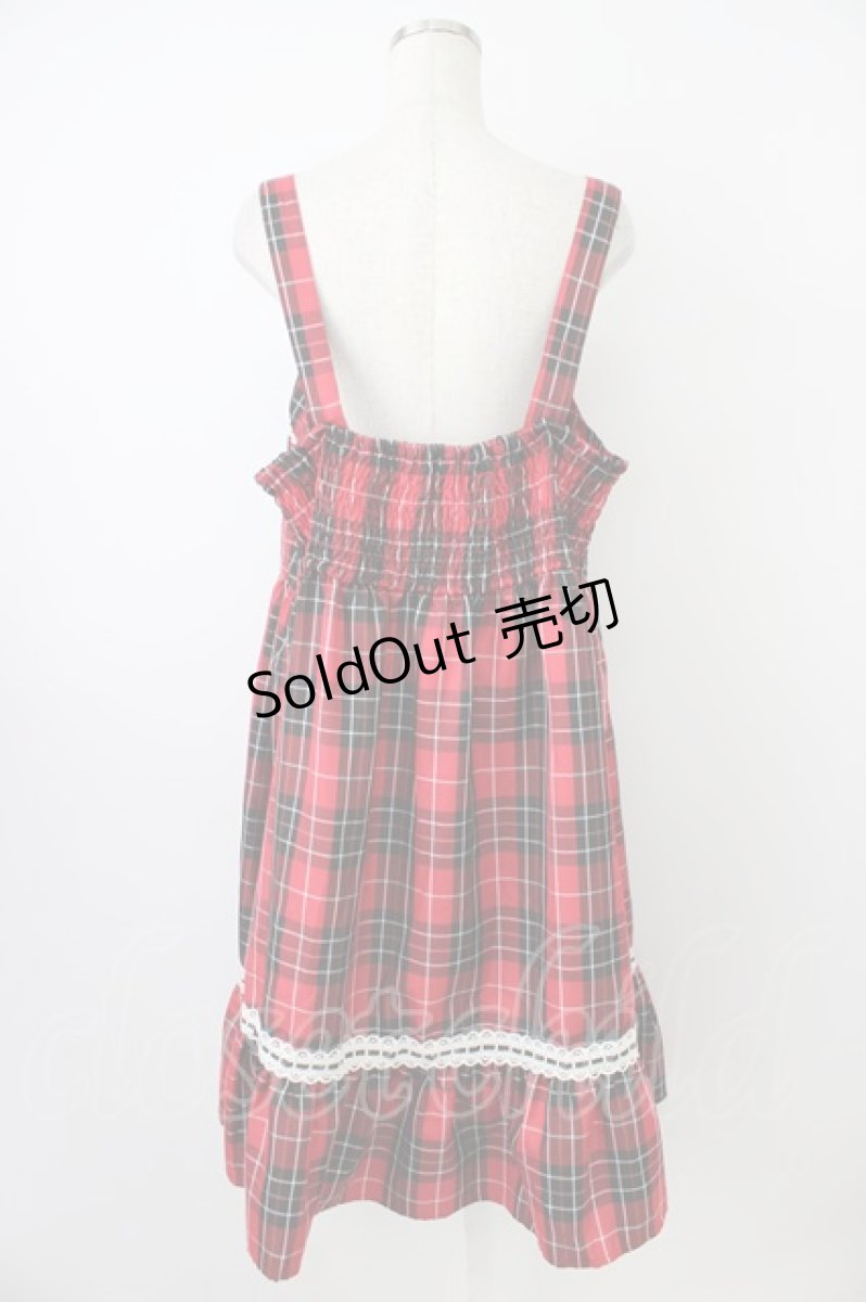 画像2: Eri Aino's collaboration / アカCHKリボンレースジャンパースカート 4L 赤チェック T-26-04-28-018-PU-OP-SA-ZT (2)