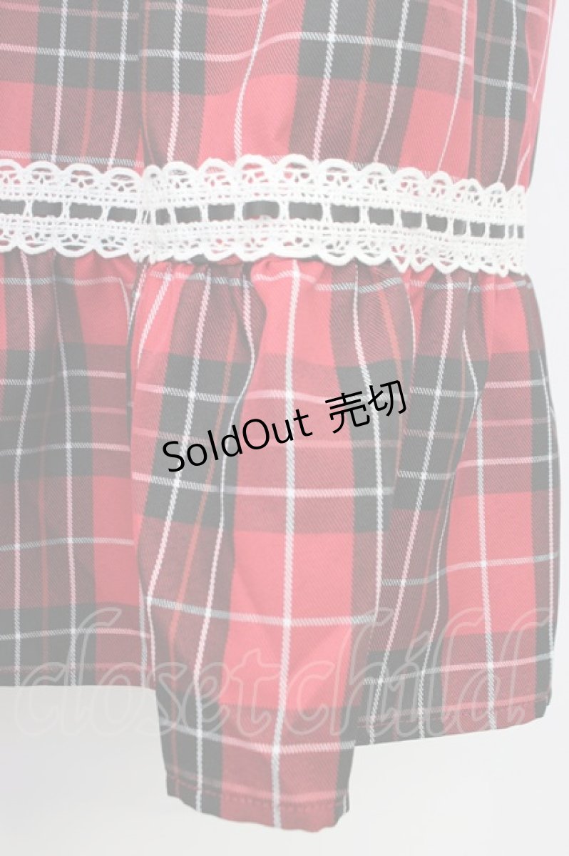画像4: Eri Aino's collaboration / アカCHKリボンレースジャンパースカート 4L 赤チェック T-26-04-28-018-PU-OP-SA-ZT (4)