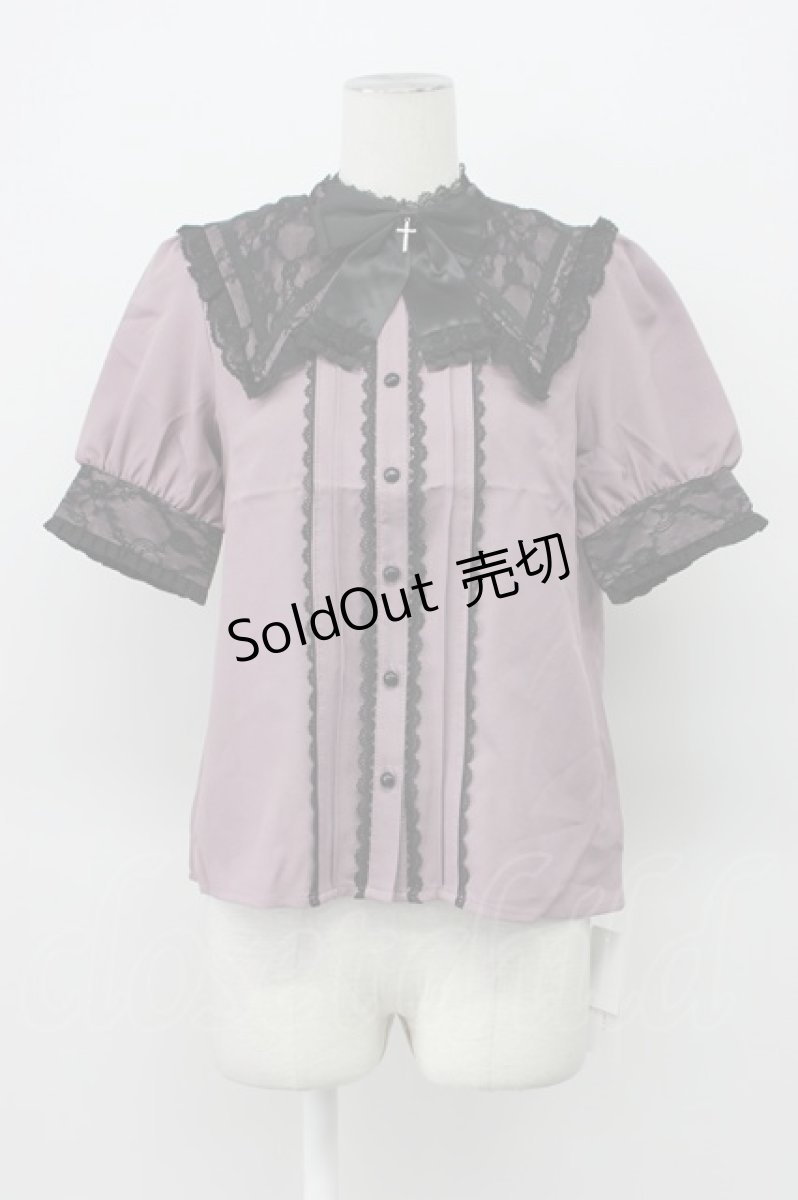 画像1: DearMyLove / 十字架リボンセーラーレース襟ブラウス M パープル×クロ T-26-04-29-022-EL-TO-OW-ZT668 (1)