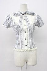 画像1: ATELIER PIERROT / ストライプヨークブラウス  ホワイト×ブラック T-26-04-29-029-EL-BL-OW-ZT (1)