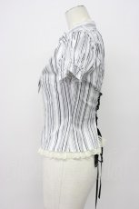 画像3: ATELIER PIERROT / ストライプヨークブラウス  ホワイト×ブラック T-26-04-29-029-EL-BL-OW-ZT (3)