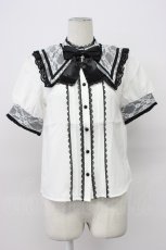 画像1: DearMyLove / 十字架リボンセーラーレース襟ブラウス M シロ×クロ T-26-04-29-030-EL-TO-OW-ZT (1)