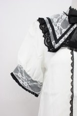 画像6: DearMyLove / 十字架リボンセーラーレース襟ブラウス M シロ×クロ T-26-04-29-030-EL-TO-OW-ZT (6)