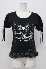 画像1: metamorphose / スワンプリントフリルカットソー  クロ T-26-04-29-037-ME-TO-OW-ZT (1)