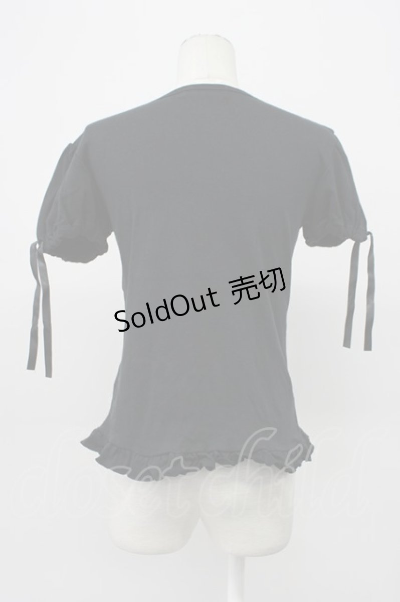 画像2: metamorphose / スワンプリントフリルカットソー  クロ T-26-04-29-037-ME-TO-OW-ZT (2)