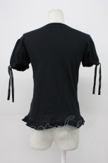 画像2: metamorphose / スワンプリントフリルカットソー  クロ T-26-04-29-037-ME-TO-OW-ZT (2)