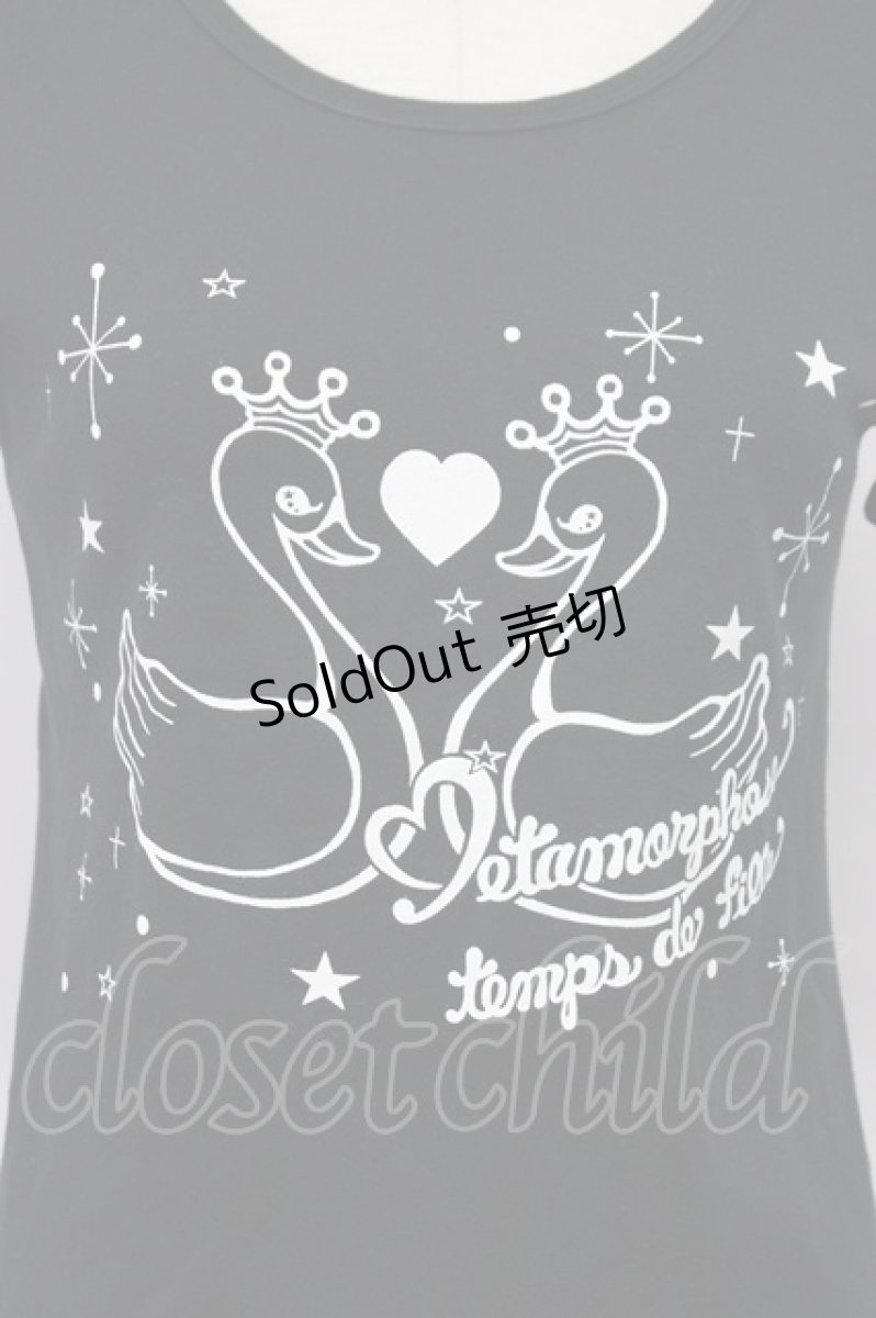 画像4: metamorphose / スワンプリントフリルカットソー  クロ T-26-04-29-037-ME-TO-OW-ZT (4)