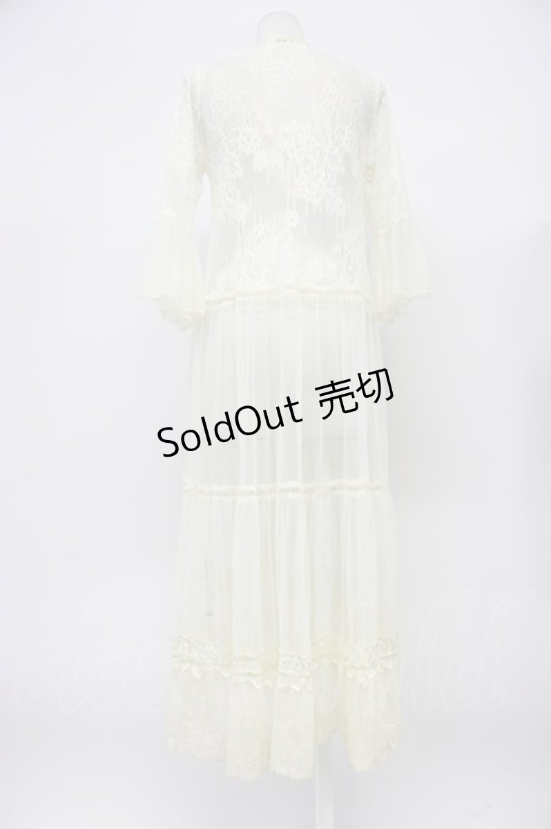画像2: axes femme / ガウン風レースロングカーデイガン M キナリ T-26-04-29-012-AX-TO-OW-ZT668 (2)