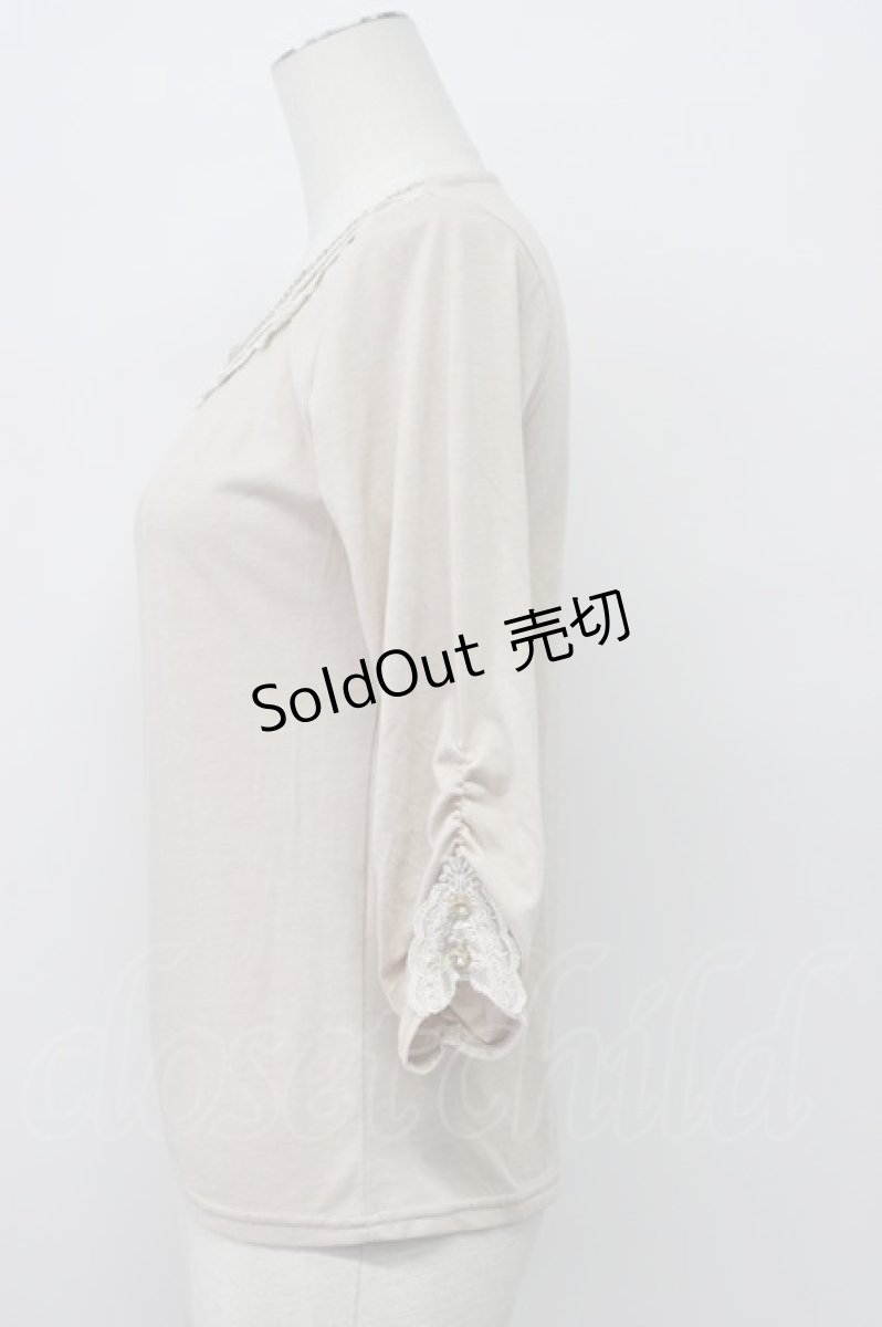 画像3: axes femme / レースラメ刺繍カットソー M ピンクベージュ T-26-04-29-016-AX-TO-IG-ZT668 (3)