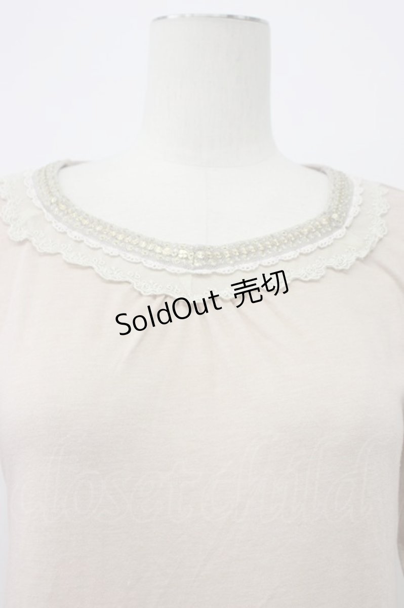 画像6: axes femme / レースラメ刺繍カットソー M ピンクベージュ T-26-04-29-016-AX-TO-IG-ZT668 (6)