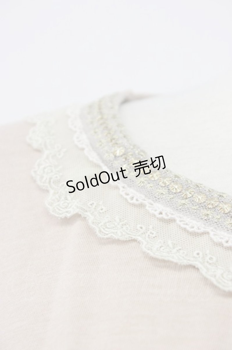 画像7: axes femme / レースラメ刺繍カットソー M ピンクベージュ T-26-04-29-016-AX-TO-IG-ZT668 (7)