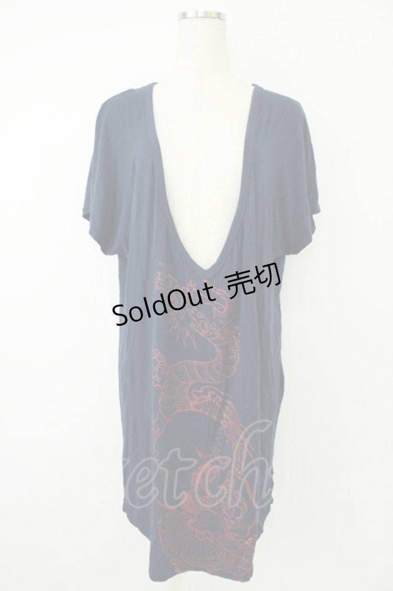 画像1: Qutie Frash / 気楡茶閃洸 ビッグTシャツ  ネイビー T-26-05-02-006-QU-TO-IG-ZT672 (1)
