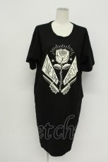画像1: HELL CAT PUNKS / ローズプリントカットワンピース  ブラック×ホワイト T-26-05-05-025-PU-OP-IG-ZT (1)