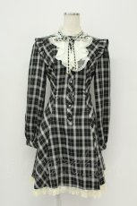 画像1: Secret Honey / チェック柄レースリボンワッフルワンピース  クロ T-26-05-05-027-CA-OP-OW-ZT (1)