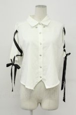 画像1: axes femme POETIQUE / レースアップデザインシャツ  シロ T-26-05-05-005-AX-BL-IG-ZT (1)
