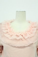 画像5: axes femme / ドット×チュールフリルプルオーバー F ピンク T-26-05-05-008-AX-TO-OW-ZT (5)