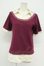 画像1: axes femme / フラワーレース重ね着デザイントップス  ワイン×オフ T-26-05-05-009-AX-TO-IG-ZT (1)