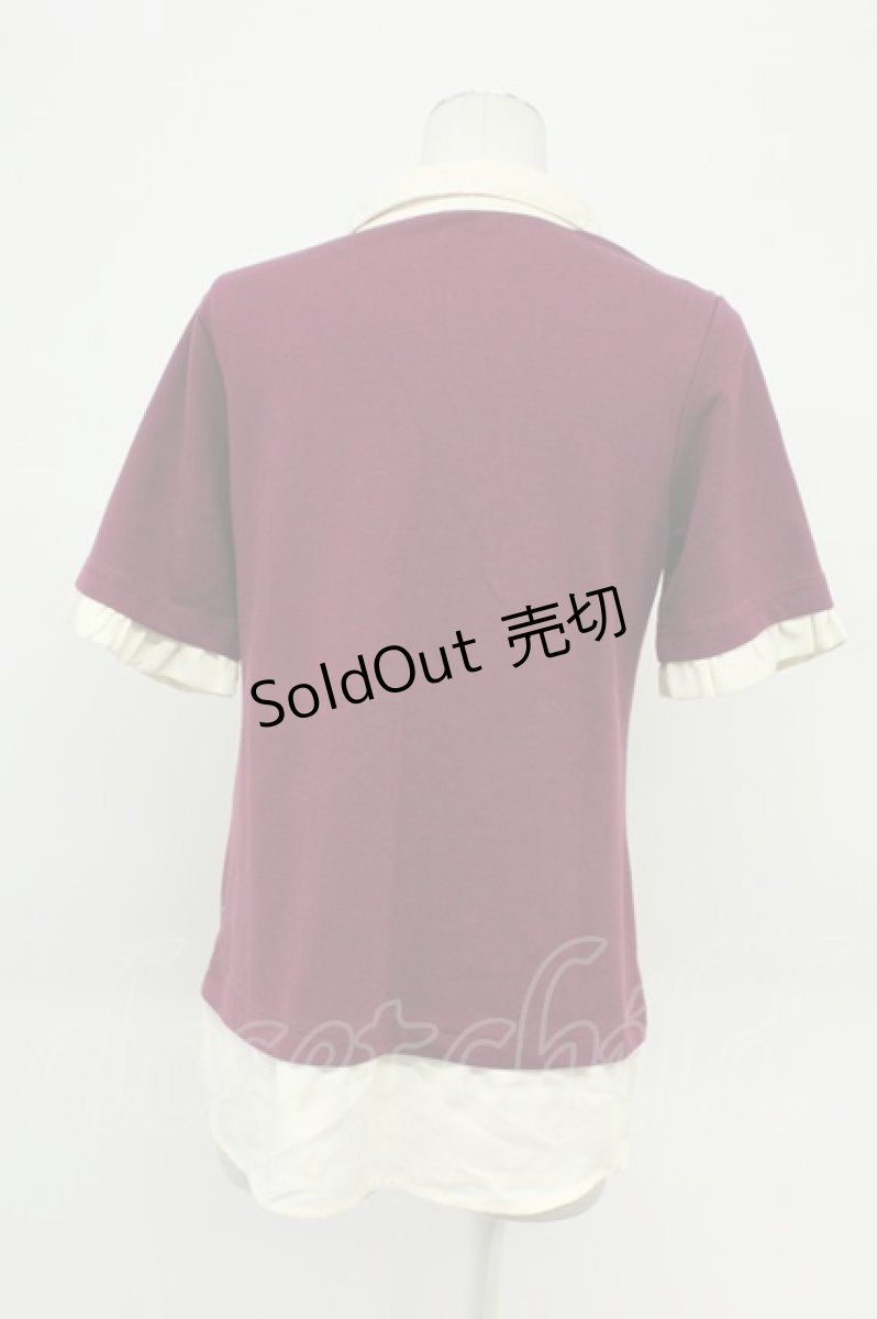 画像2: axes femme / フラワーレース重ね着デザイントップス  ワイン×オフ T-26-05-05-009-AX-TO-IG-ZT (2)