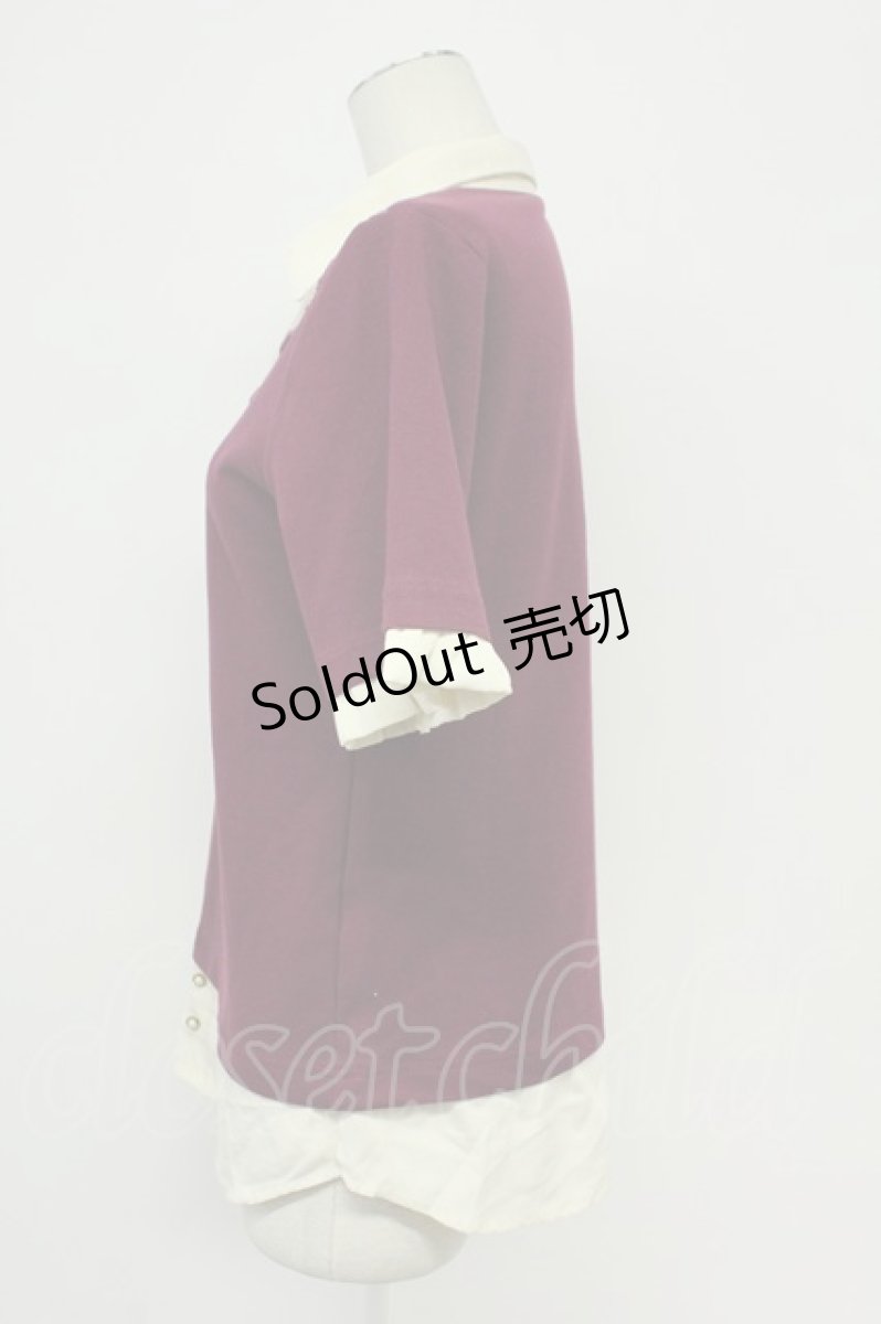 画像3: axes femme / フラワーレース重ね着デザイントップス  ワイン×オフ T-26-05-05-009-AX-TO-IG-ZT (3)