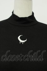 画像4: LISTEN FLAVOR / BASIC メルティムーン刺繍リブ トップス  ブラック T-26-05-05-011-PU-TO-IG-ZT (4)
