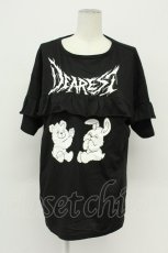 画像1: LISTEN FLAVOR / マイディアレストメタルロゴフリルカットソー  ブラック T-26-05-05-012-PU-TO-IG-ZT (1)