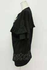 画像3: LISTEN FLAVOR / マイディアレストメタルロゴフリルカットソー  ブラック T-26-05-05-012-PU-TO-IG-ZT (3)