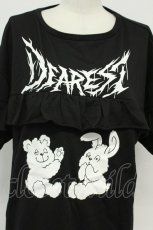画像4: LISTEN FLAVOR / マイディアレストメタルロゴフリルカットソー  ブラック T-26-05-05-012-PU-TO-IG-ZT (4)
