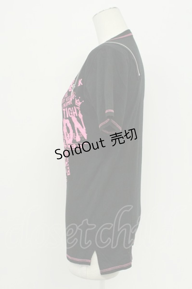 画像3: ALGONQUINS / ショルダージップTシャツ  ブラック×ピンク T-26-05-05-013-AL-TS-IG-ZT (3)