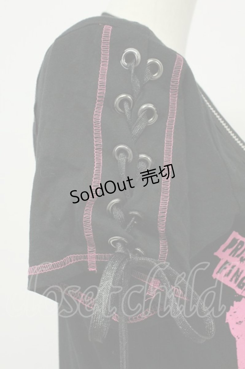 画像5: ALGONQUINS / ショルダージップTシャツ  ブラック×ピンク T-26-05-05-013-AL-TS-IG-ZT (5)