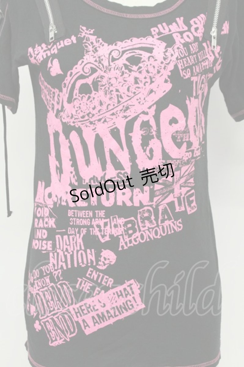 画像6: ALGONQUINS / ショルダージップTシャツ  ブラック×ピンク T-26-05-05-013-AL-TS-IG-ZT (6)