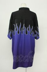 画像2: LISTEN FLAVOR / グラデーションファイヤーシャツ  ブラック×ブルー T-26-05-05-017-PU-BL-IG-ZT (2)