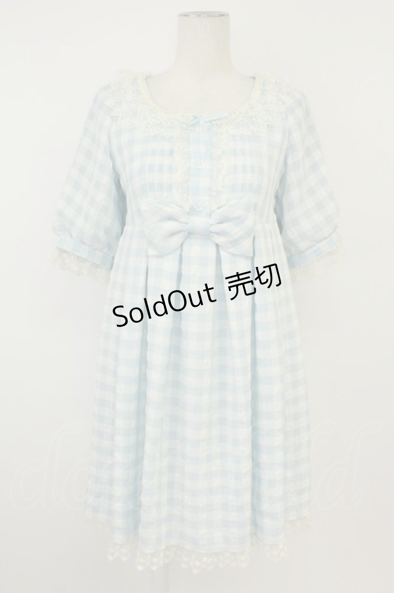 画像1: Angelic Pretty / Sugaryギンガムワンピース  サックス×アイボリー T-26-05-09-044-AP-OP-OW-OS (1)