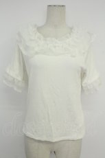 画像1: axes femme / ドット×チュールフリルプルオーバー F シロ T-26-05-09-005-AX-TO-OW-ZT (1)