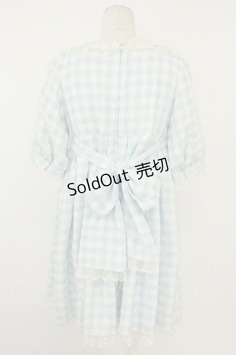 画像2: Angelic Pretty / Sugaryギンガムワンピース  サックス×アイボリー T-26-05-09-044-AP-OP-OW-OS (2)
