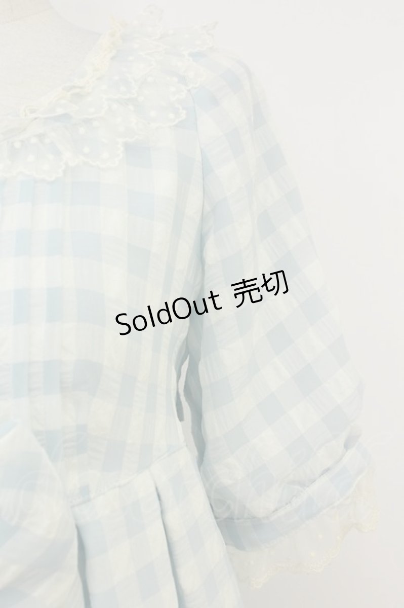 画像4: Angelic Pretty / Sugaryギンガムワンピース  サックス×アイボリー T-26-05-09-044-AP-OP-OW-OS (4)