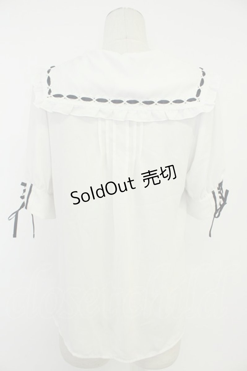 画像2: axes femme kawaii / ビッグリボンセーラーブラウス  シロ×ネイビー T-26-05-09-007-AX-BL-IG-ZT (2)