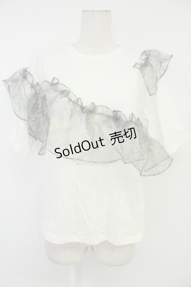 画像1: merry jenny / floralオーガンジーフリルTee F シロ T-26-05-09-008-LO-TO-OW-ZT672 (1)