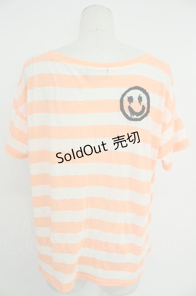 画像2: WORLD WIDE LOVE！(Rydia) / チョッパープリントボーダーTシャツ  オレンジ×ホワイト T-26-05-09-013-PU-TS-IG-ZT672 (2)