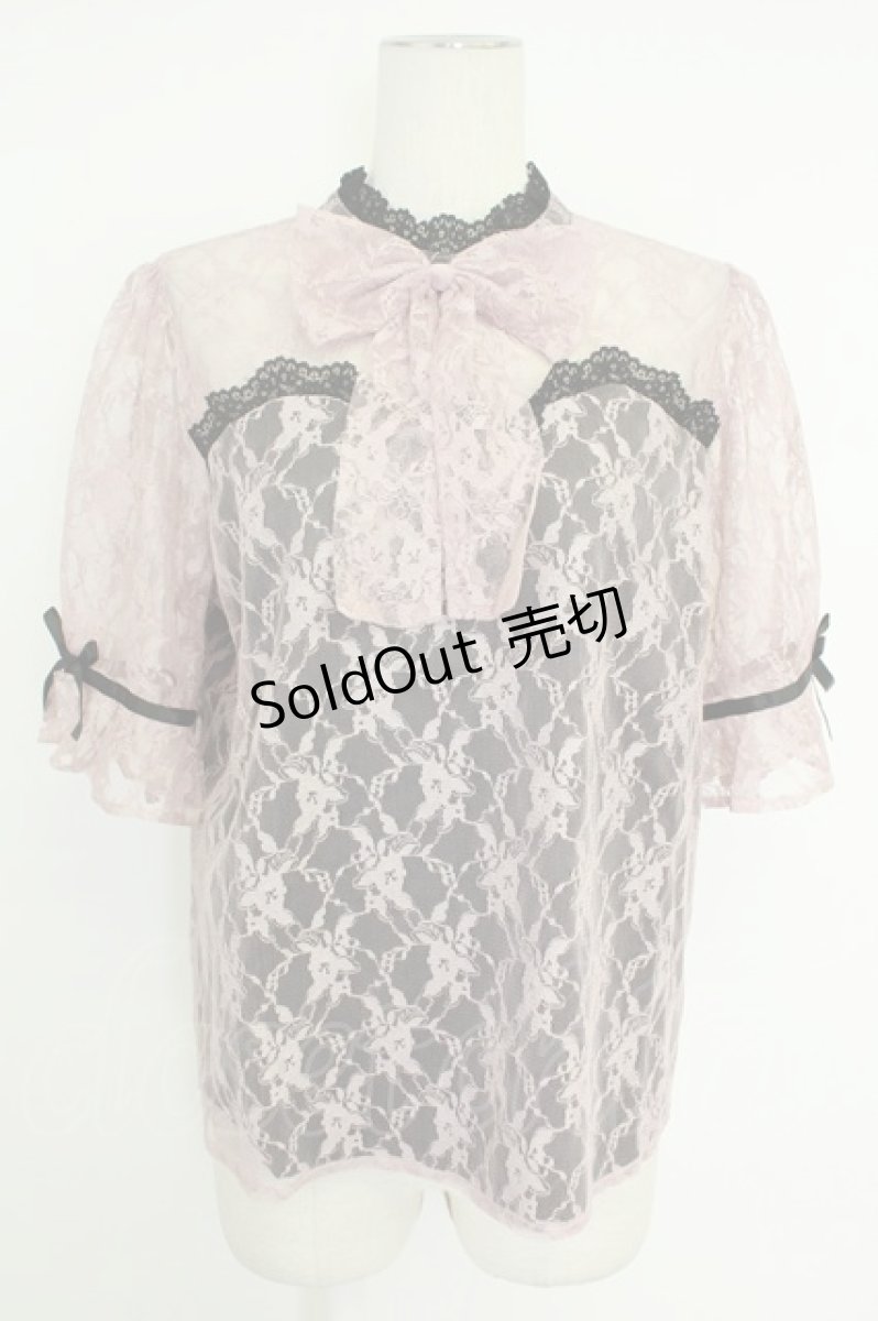 画像1: DearMyLove / リボン2setレースフリルブラウス 3L ピンク T-26-05-09-015-GO-BL-OW-ZT (1)