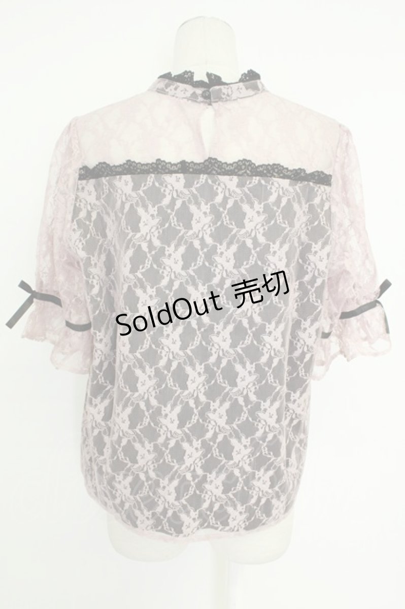 画像2: DearMyLove / リボン2setレースフリルブラウス 3L ピンク T-26-05-09-015-GO-BL-OW-ZT (2)